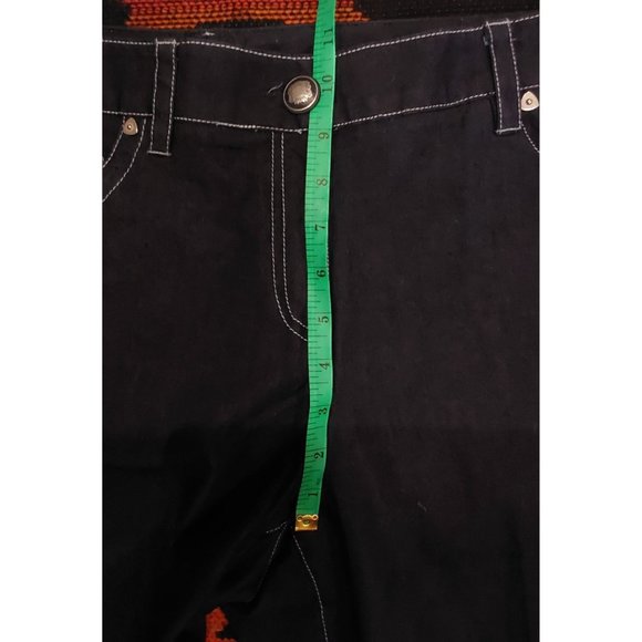 LARRY LEVINE Women's Wide Leg Cropped Stretch Black Jeans Contrast Stitch. Sz 10 - Picture 3 of 8